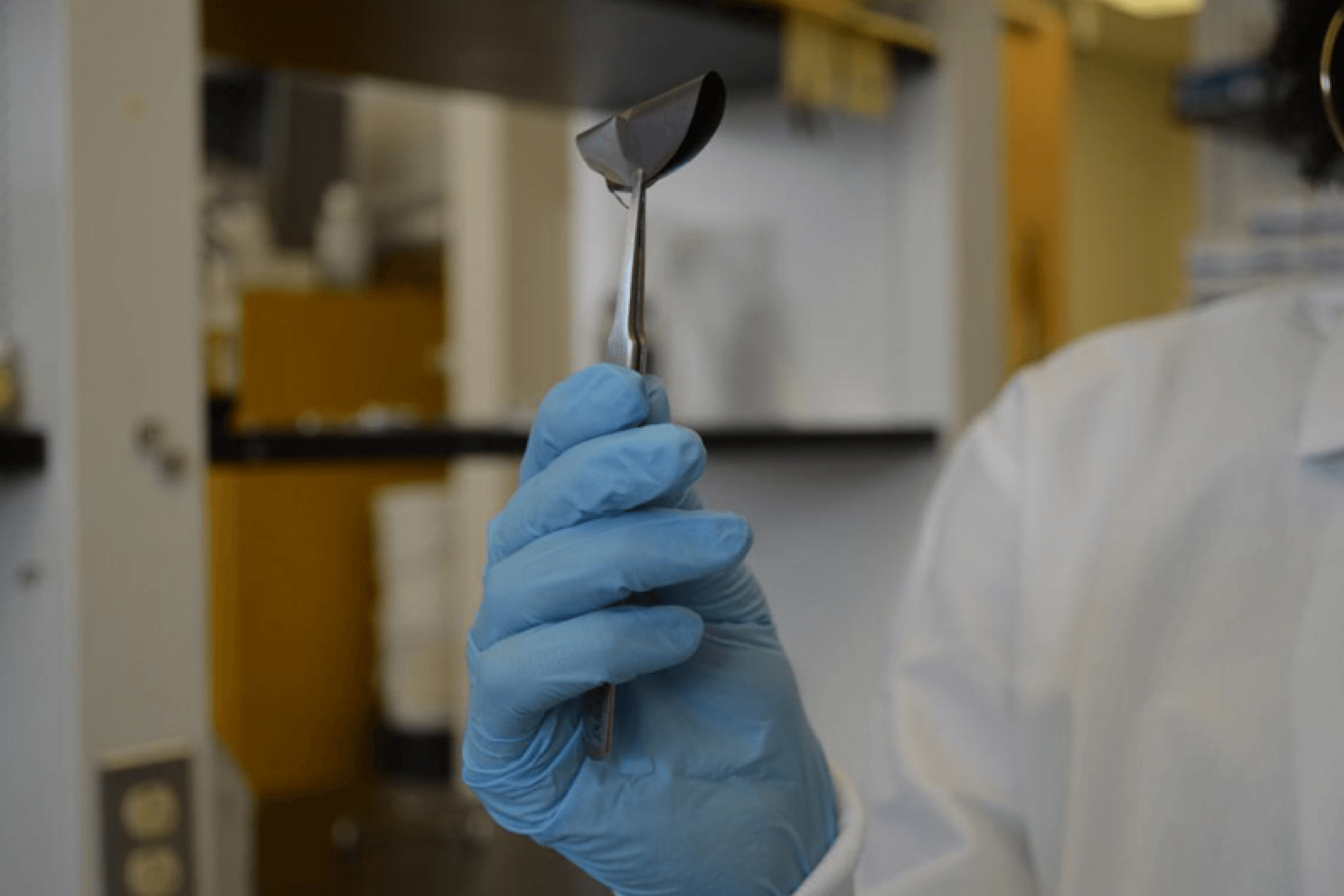 A sample of MXene — a nanomaterial capable of blocking and absorbing electromagnetic radiation to protect electronic devices.
