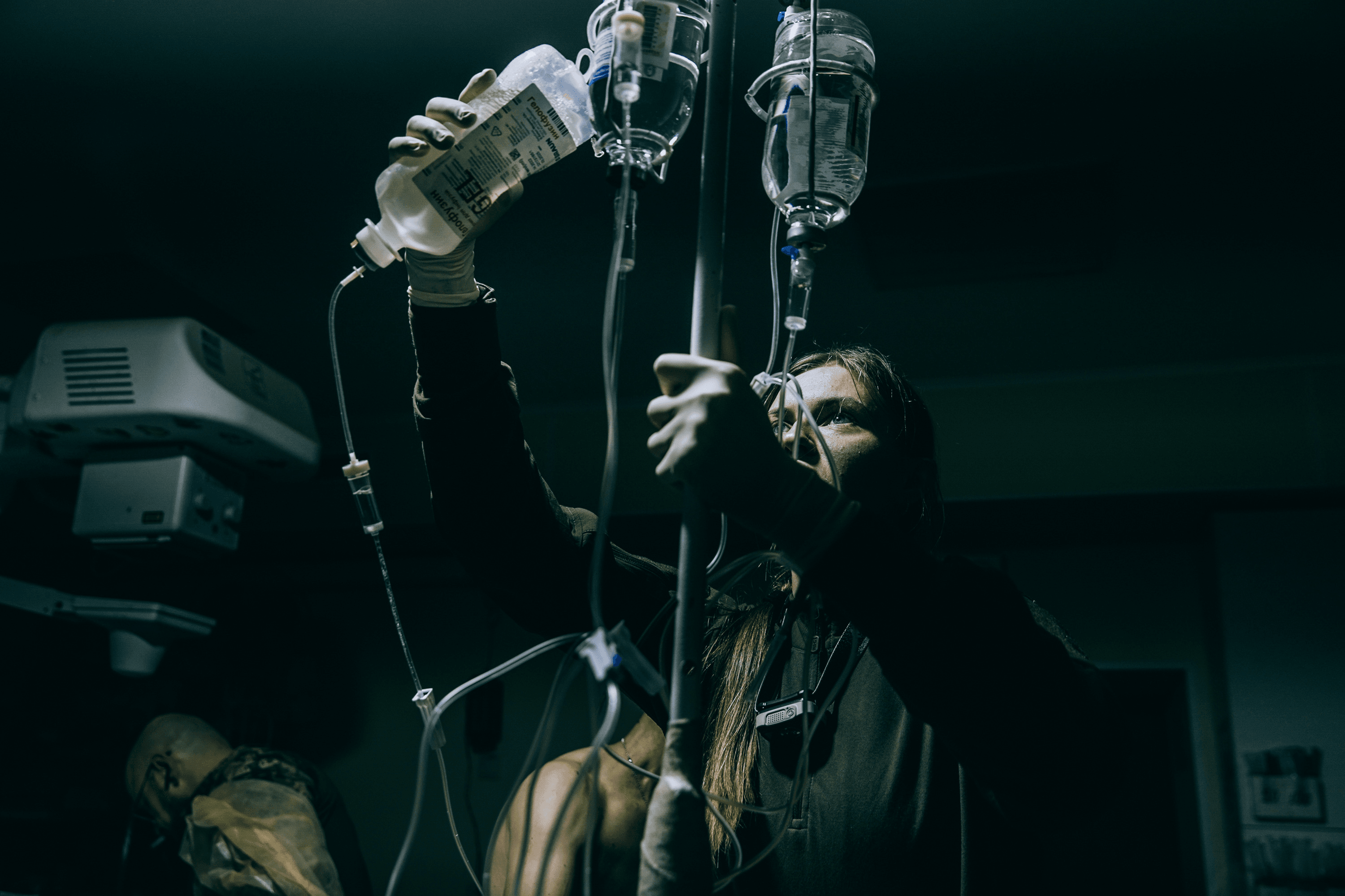 A volunteer medic is assisting at the stabilization point in Bakhmut. 30 October, 2022.