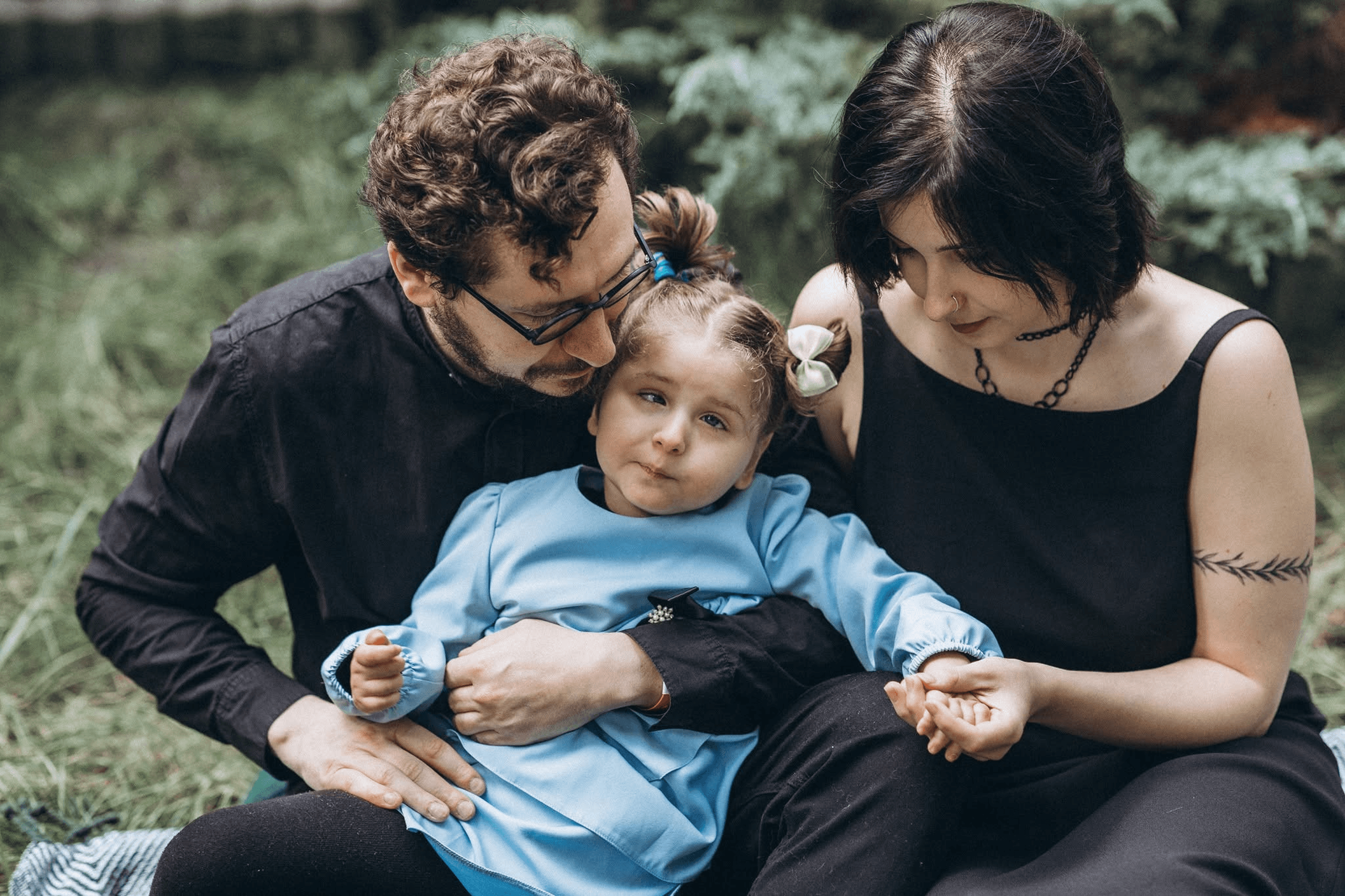 Niya Nikel with her daughter Eva and husband Andrii.