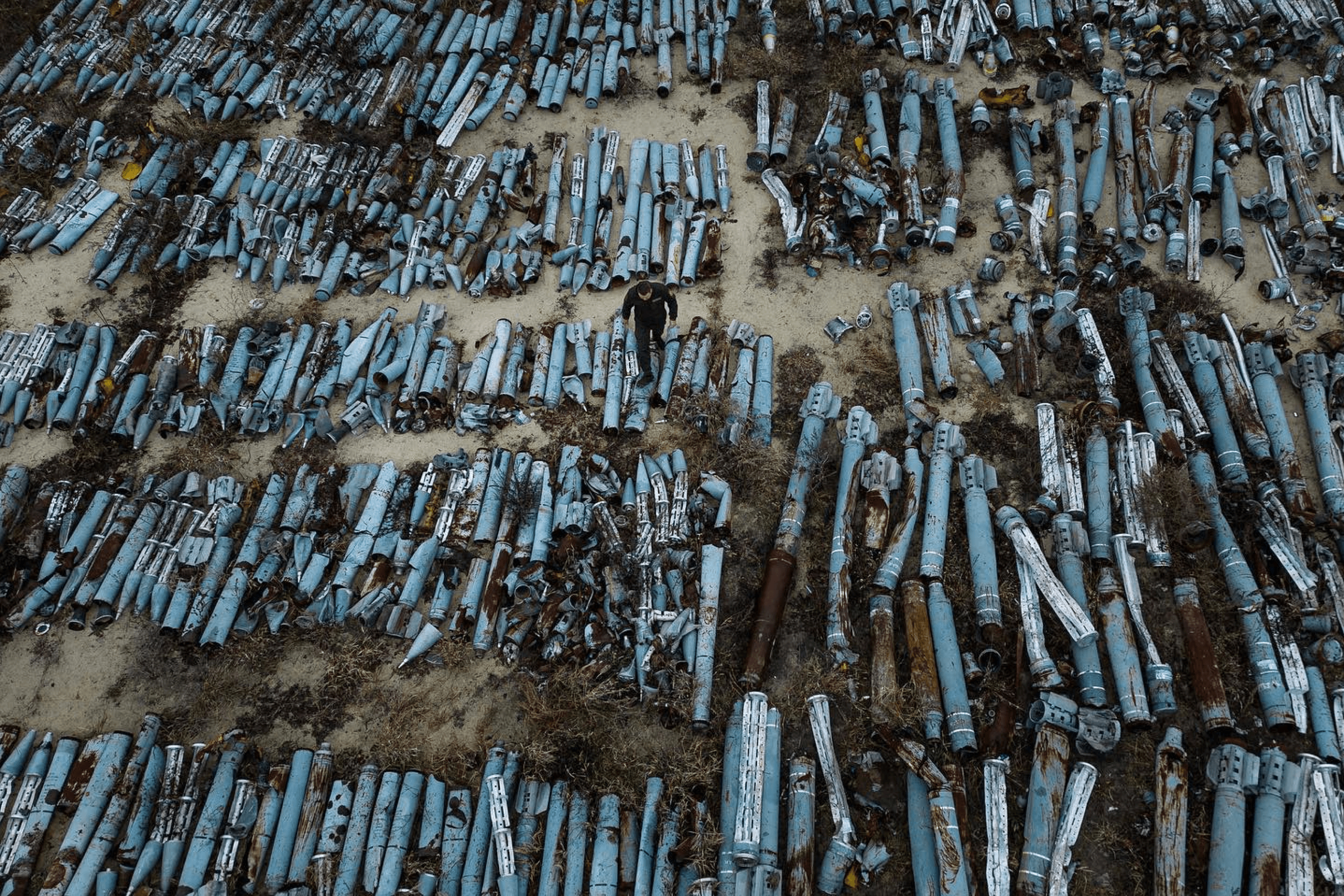 The missile graveyard in Kharkiv — over a thousand rockets that once targeted civilians now lie here as evidence. Kharkiv, Ukraine. 22 December, 2022.