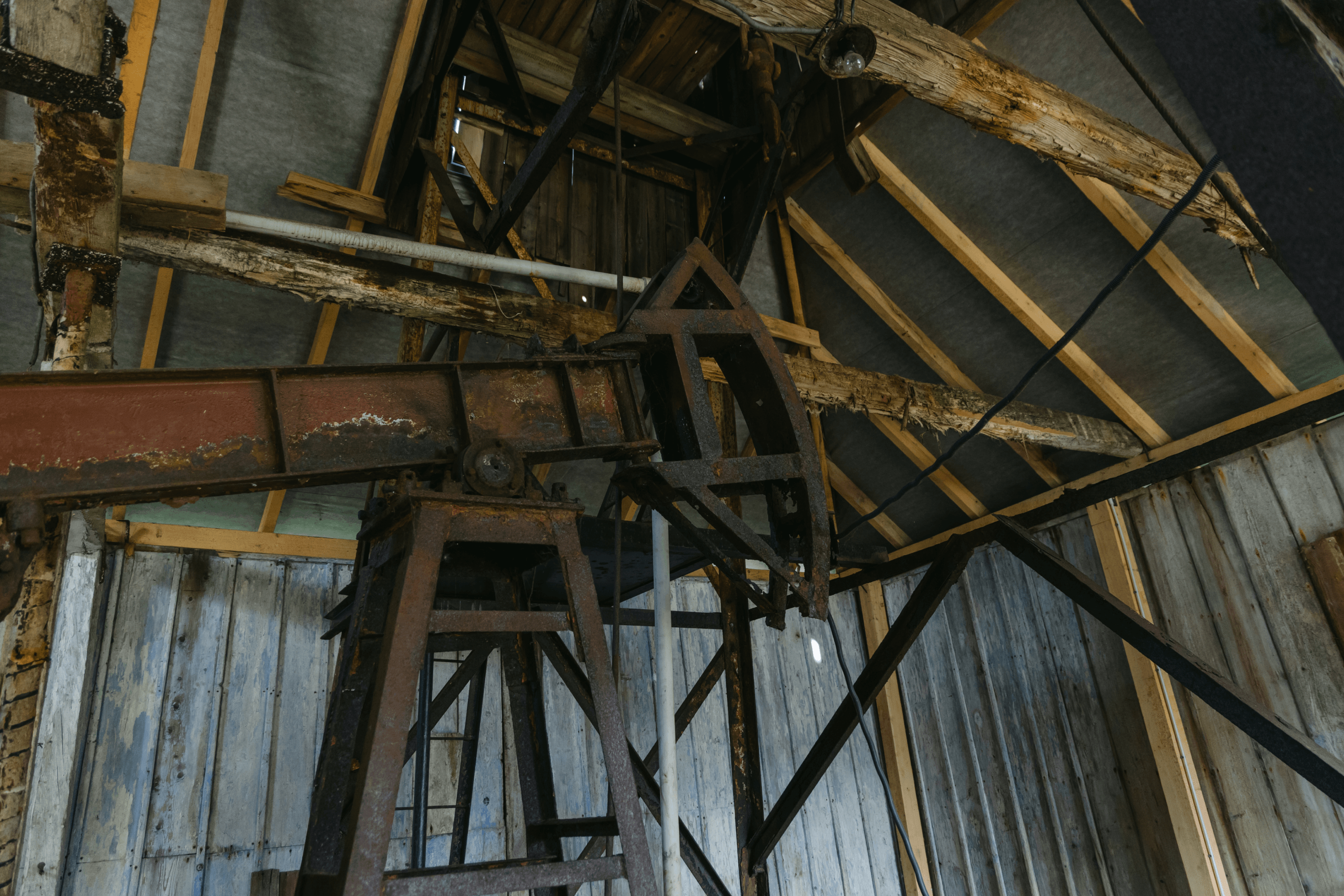 A pumpjack, which was used many years ago to pump up brine from underground.