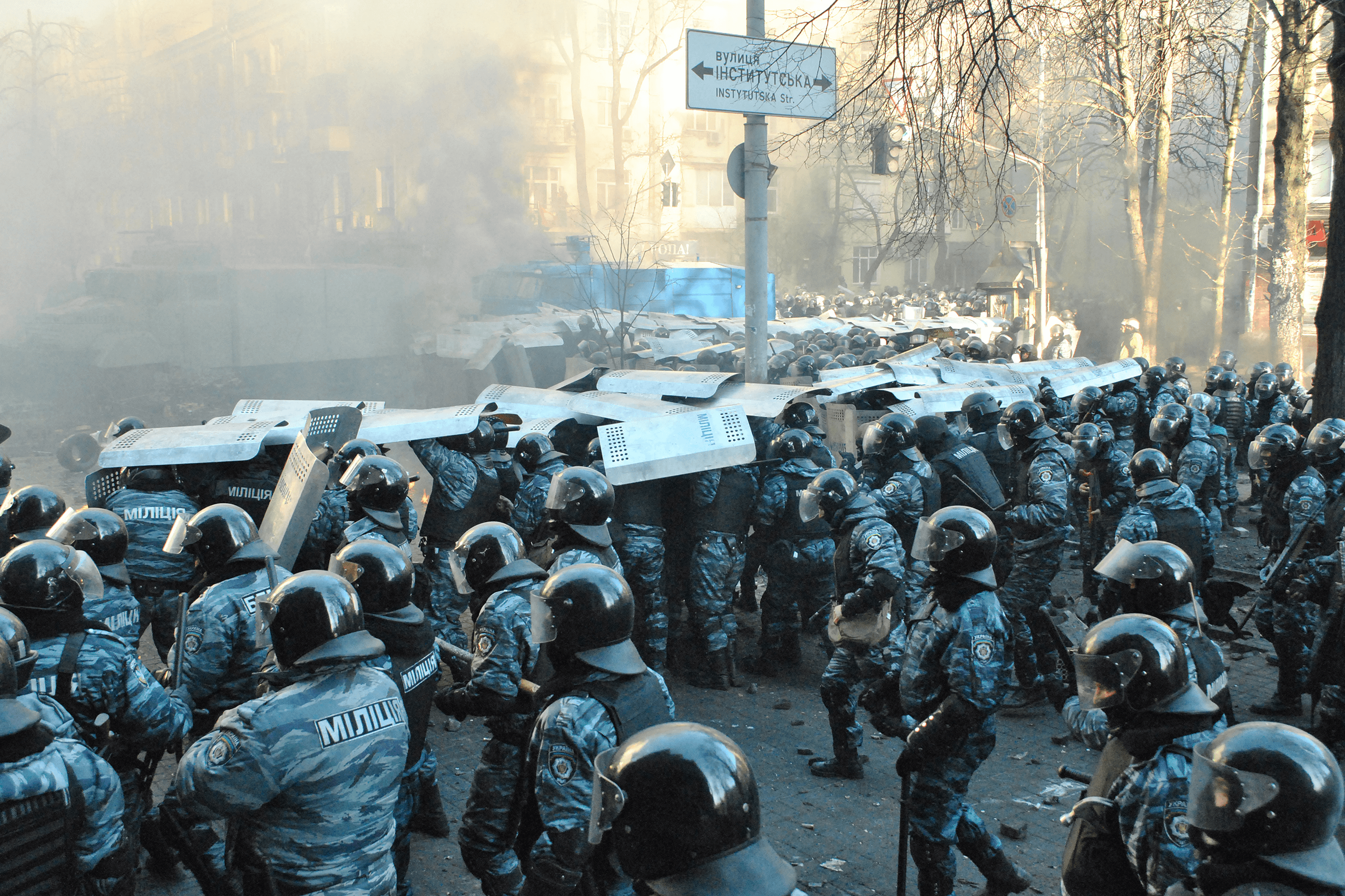 Berkut special police forces on Instytutska Street. Kyiv, February 18, 2014.