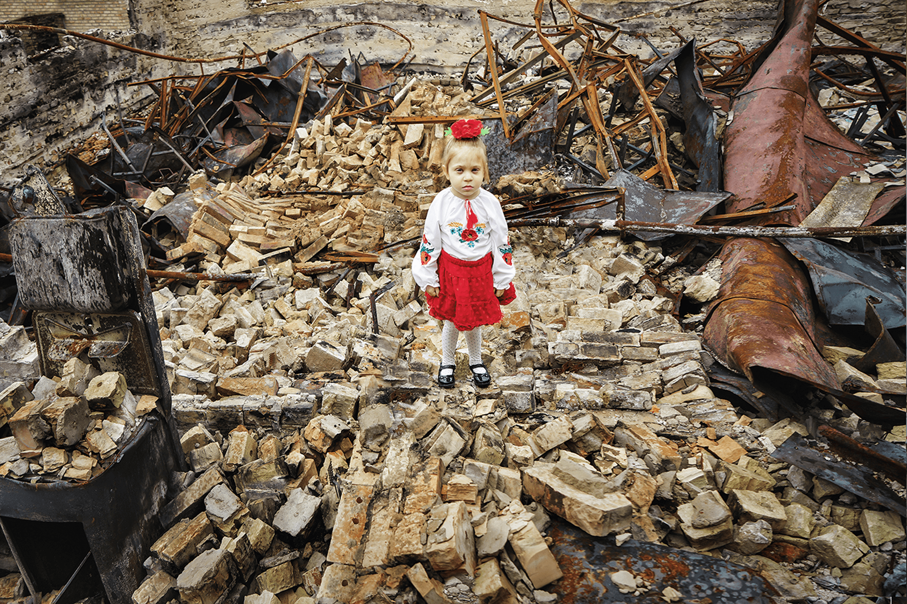 Series “Medium of Instruction.” Kyiv, 2022.
The photo project depicts children from the de-occupied settlements of the Kyiv region — a generation that will have to rebuild the future after the war.