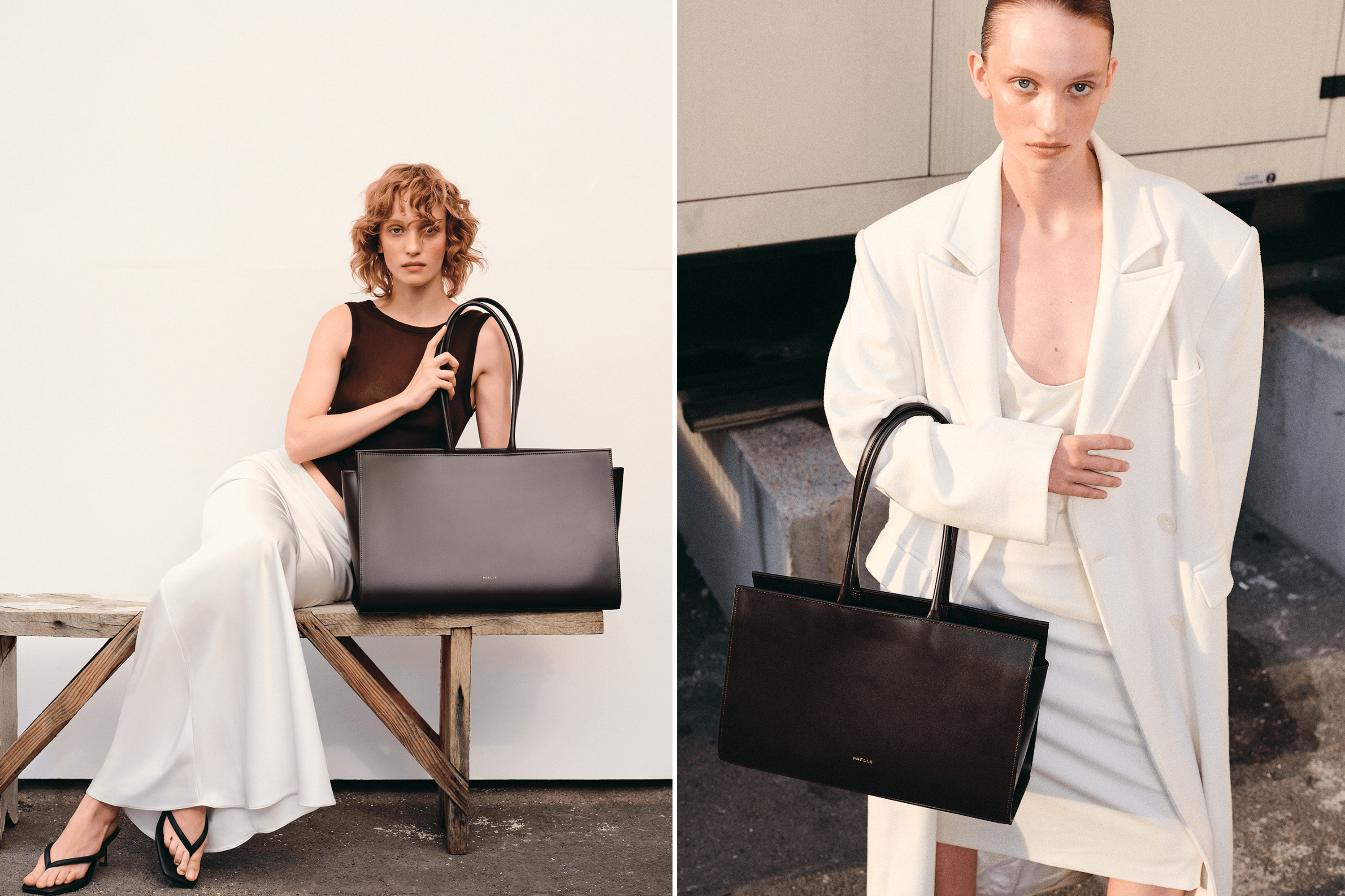 Medium Carolyn Tote Bag in Brown.