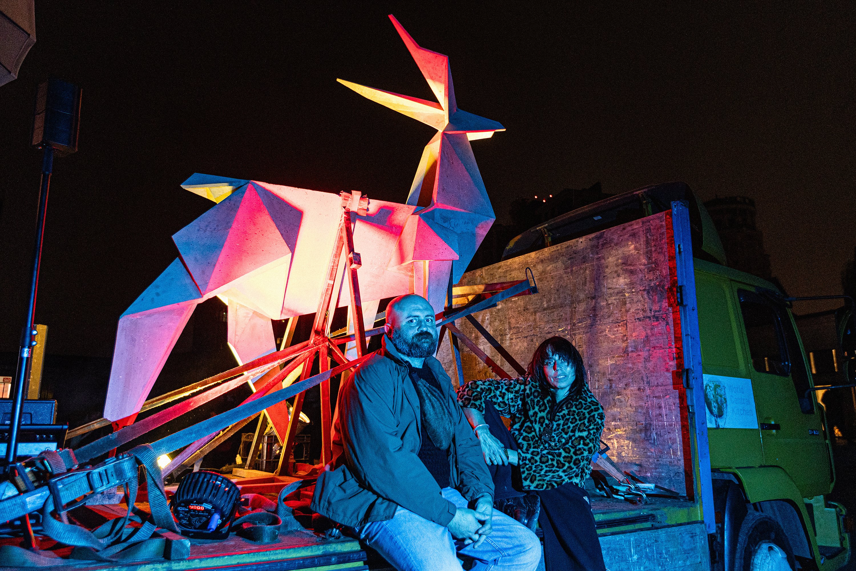 Leonid Marushchak and Zhanna Kadyrova at the farewell to Origami in Kyiv. After that, the sculpture was shown in Yasinia, Ivano-Frankivsk and Lviv. In 2026, Origami will also tour Europe and be presented in Warsaw, Vienna, Prague, Berlin, Brussels and Paris.