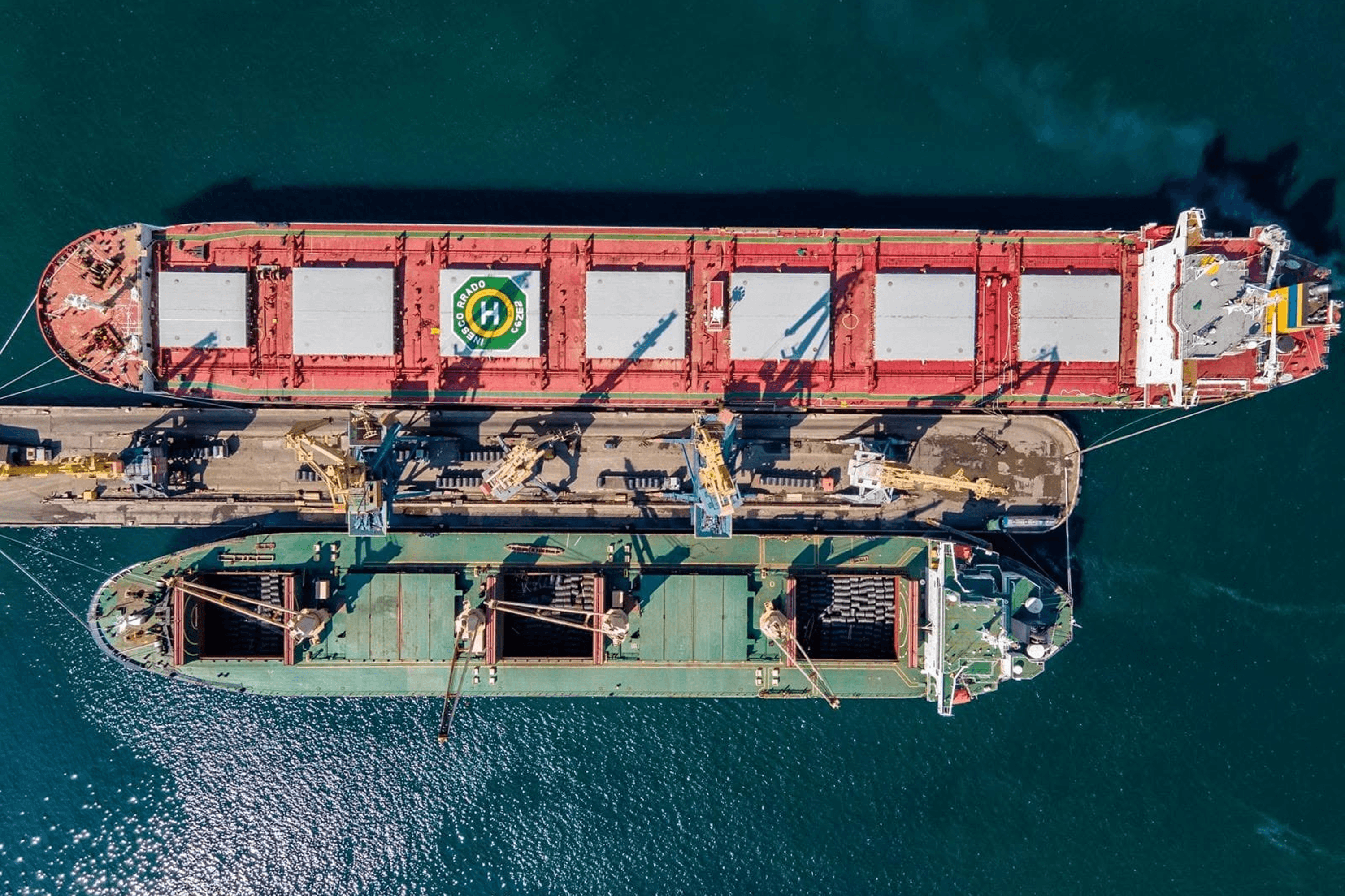 Cargo ships at a Ukrainian seaport.