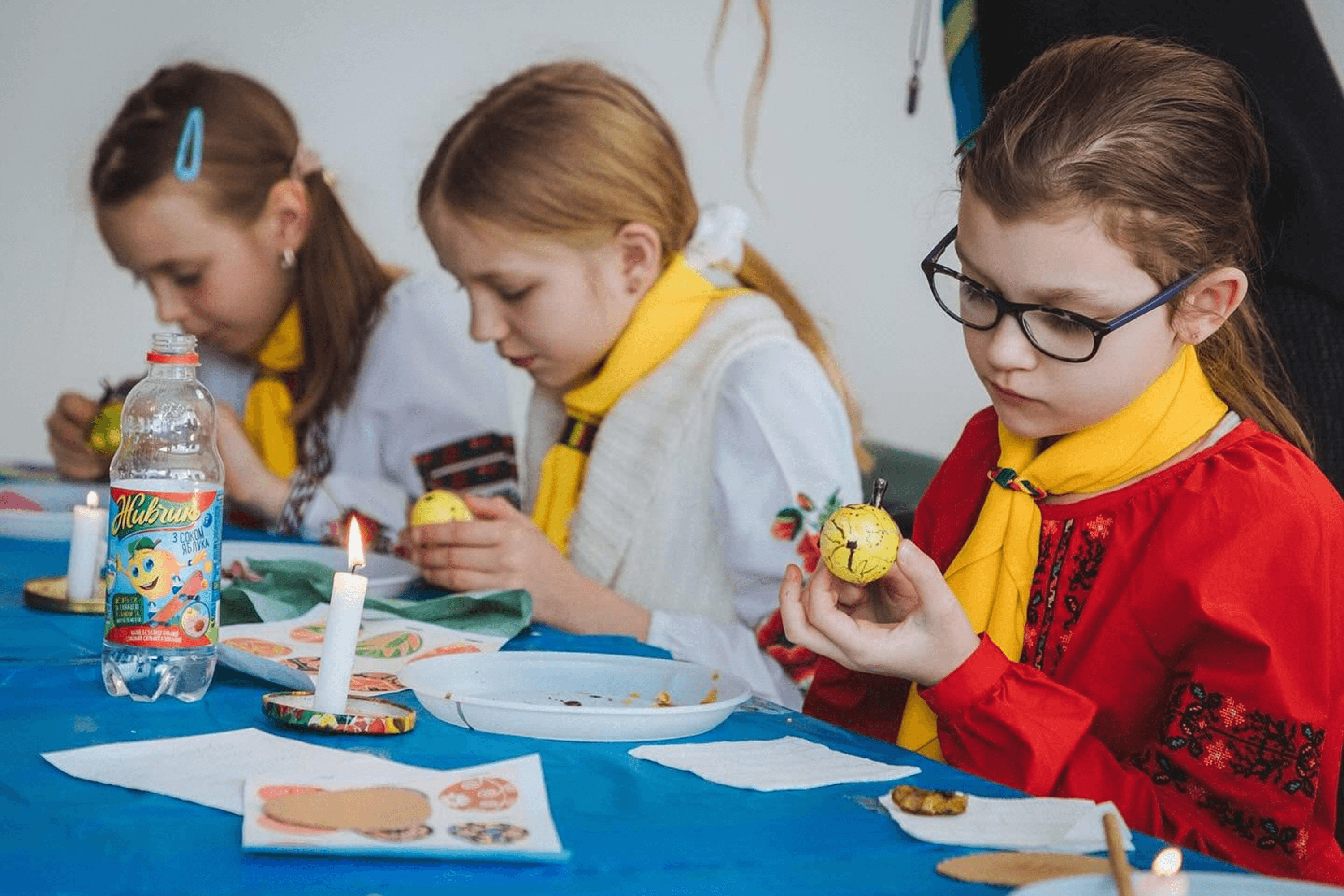 Members of Plast practicing pysanka-making.