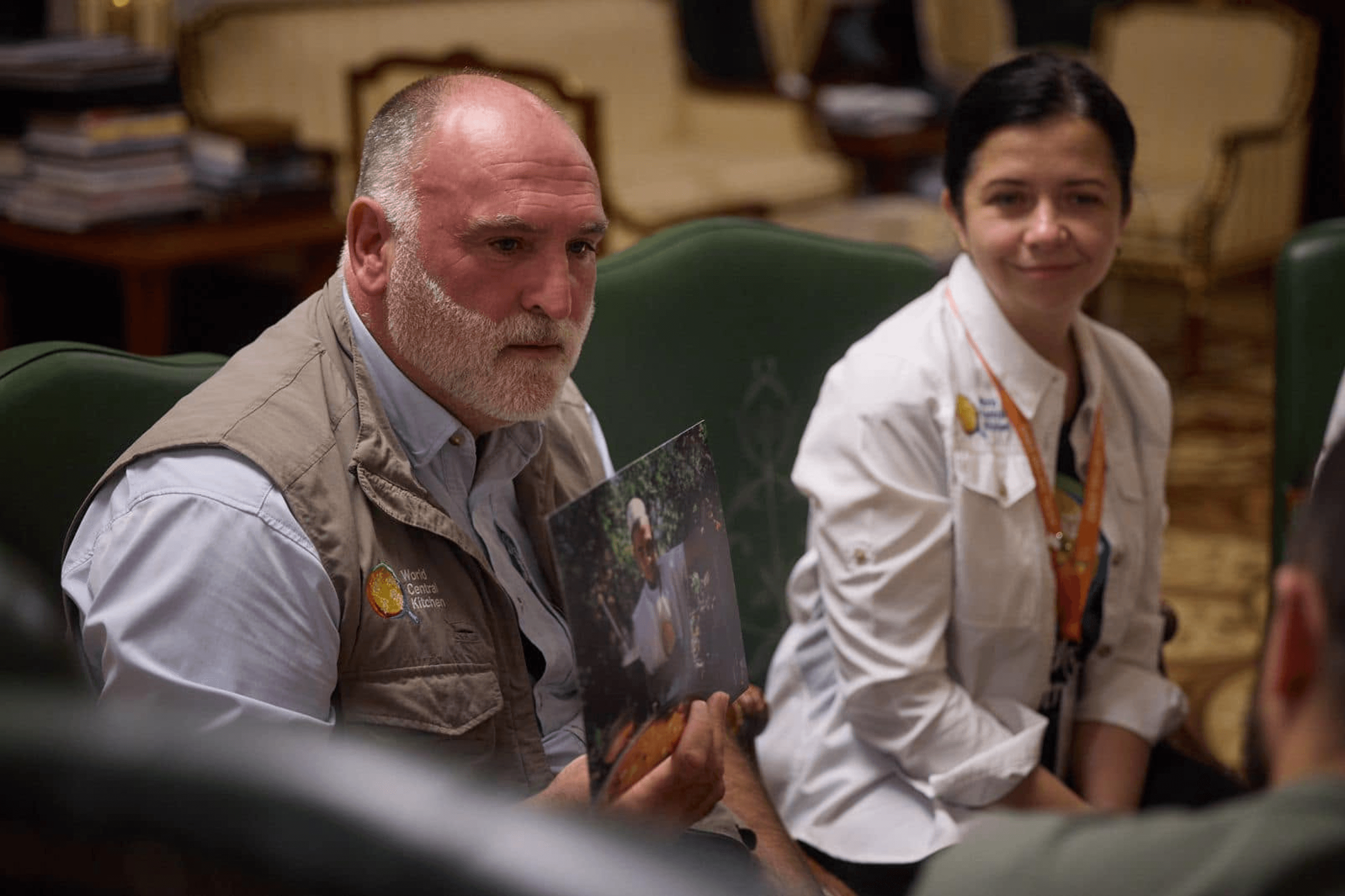 Yuliia Stefaniuk, José Andrés, and the World Central Kitchen team during a meeting with Ukrainian President Volodymyr Zelenskyy. Kyiv, August 2022.
