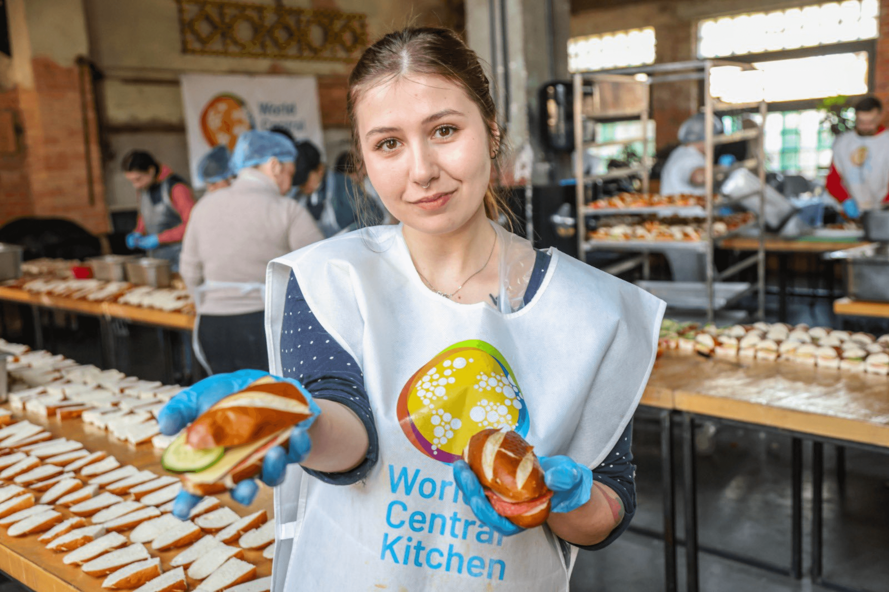 The World Central Kitchen team prepares food at the FEST kitchen in Lviv. March 2022.