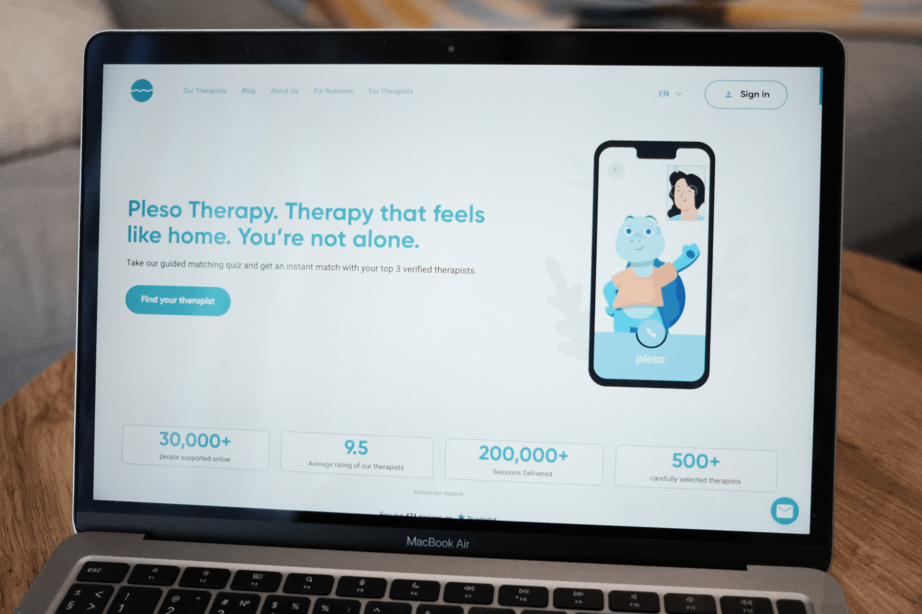 The Pleso Therapy platform interface.