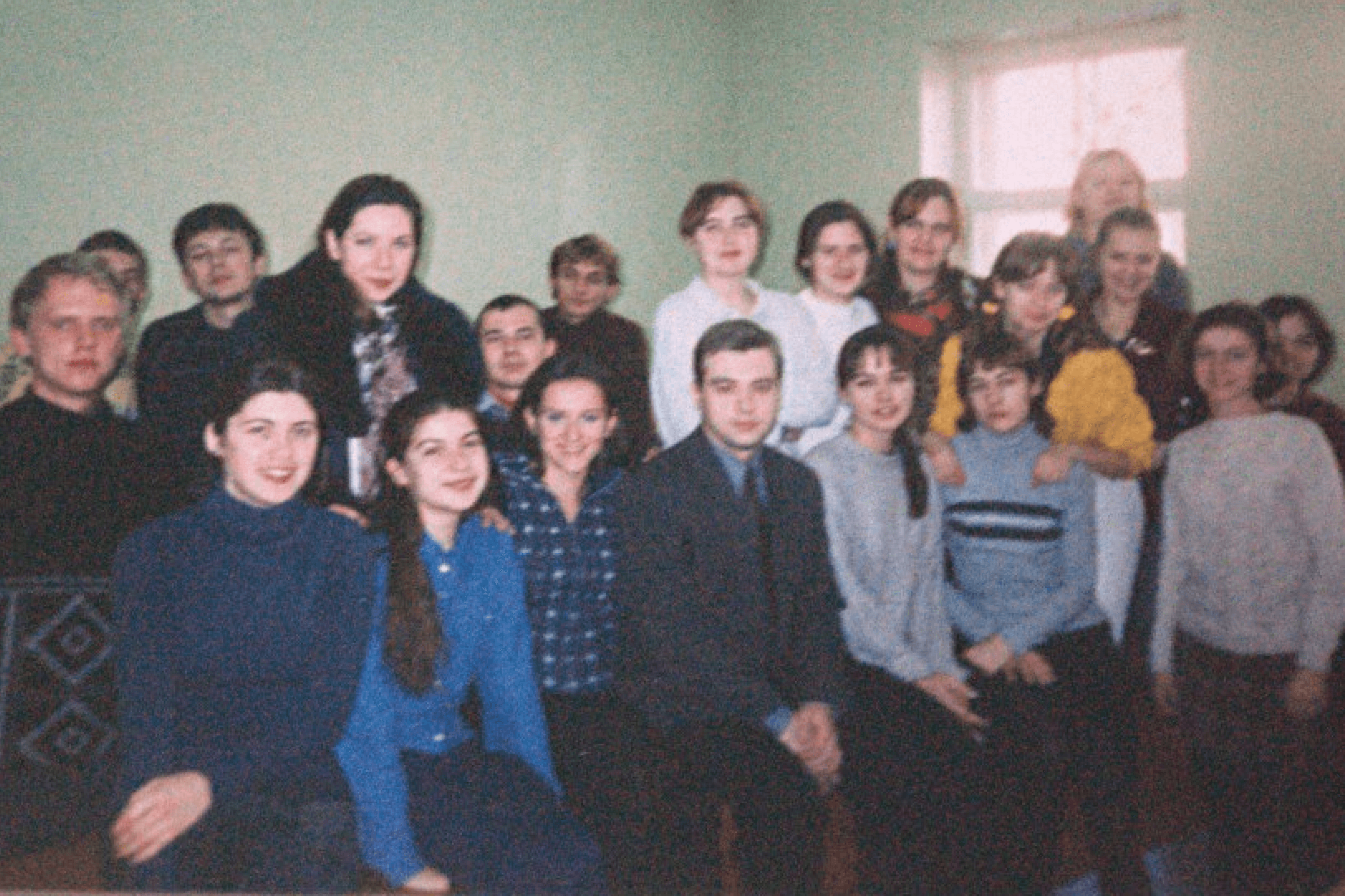 Halyna Solovei with her group after the exam in the course “Philosophy of the Middle Ages and the Renaissance.” December 16, 1999.