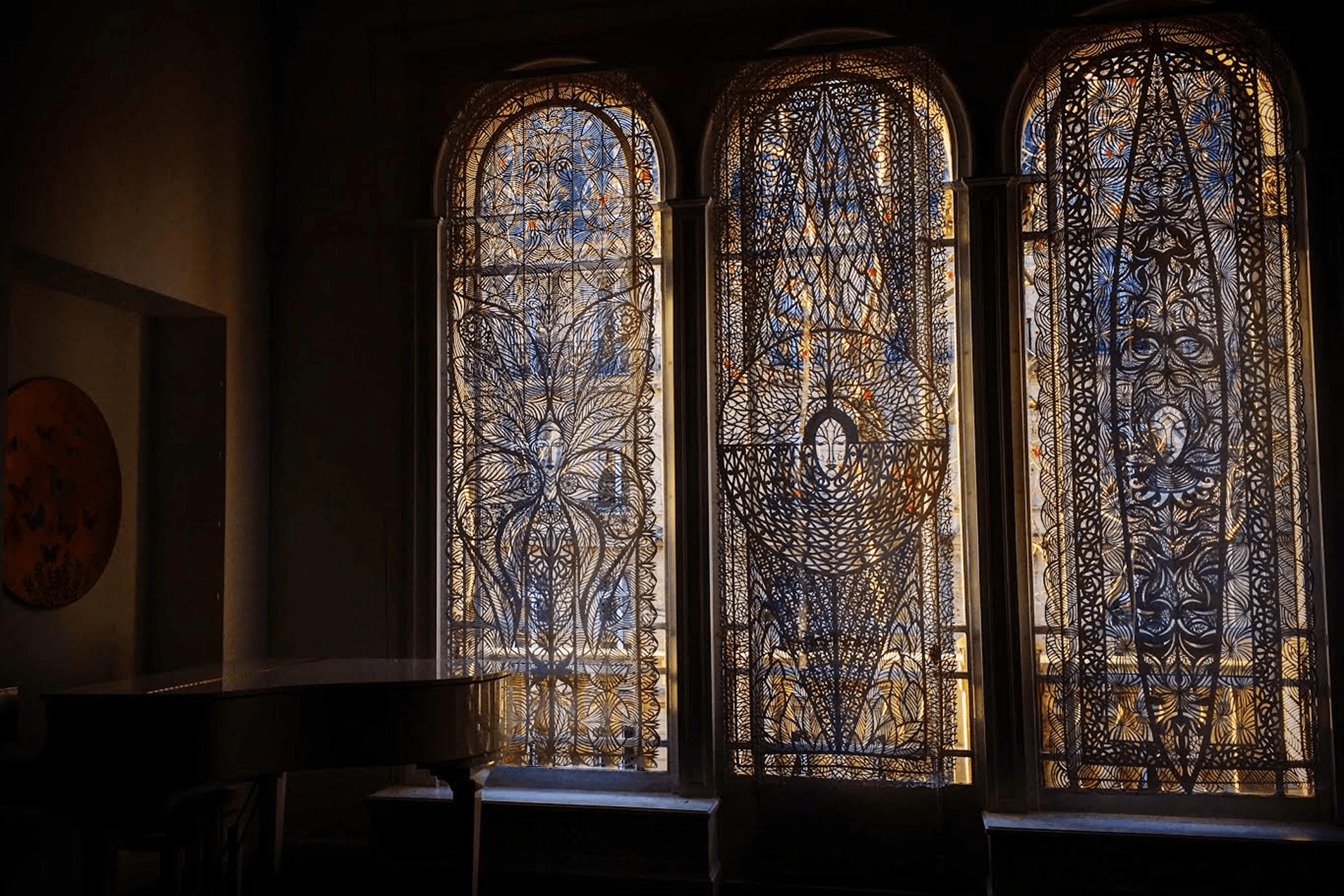 A curtain from Ukrainian artist Daria Alyoshkina’s Chrysalis Effect project, exhibited in Paris. 2017.