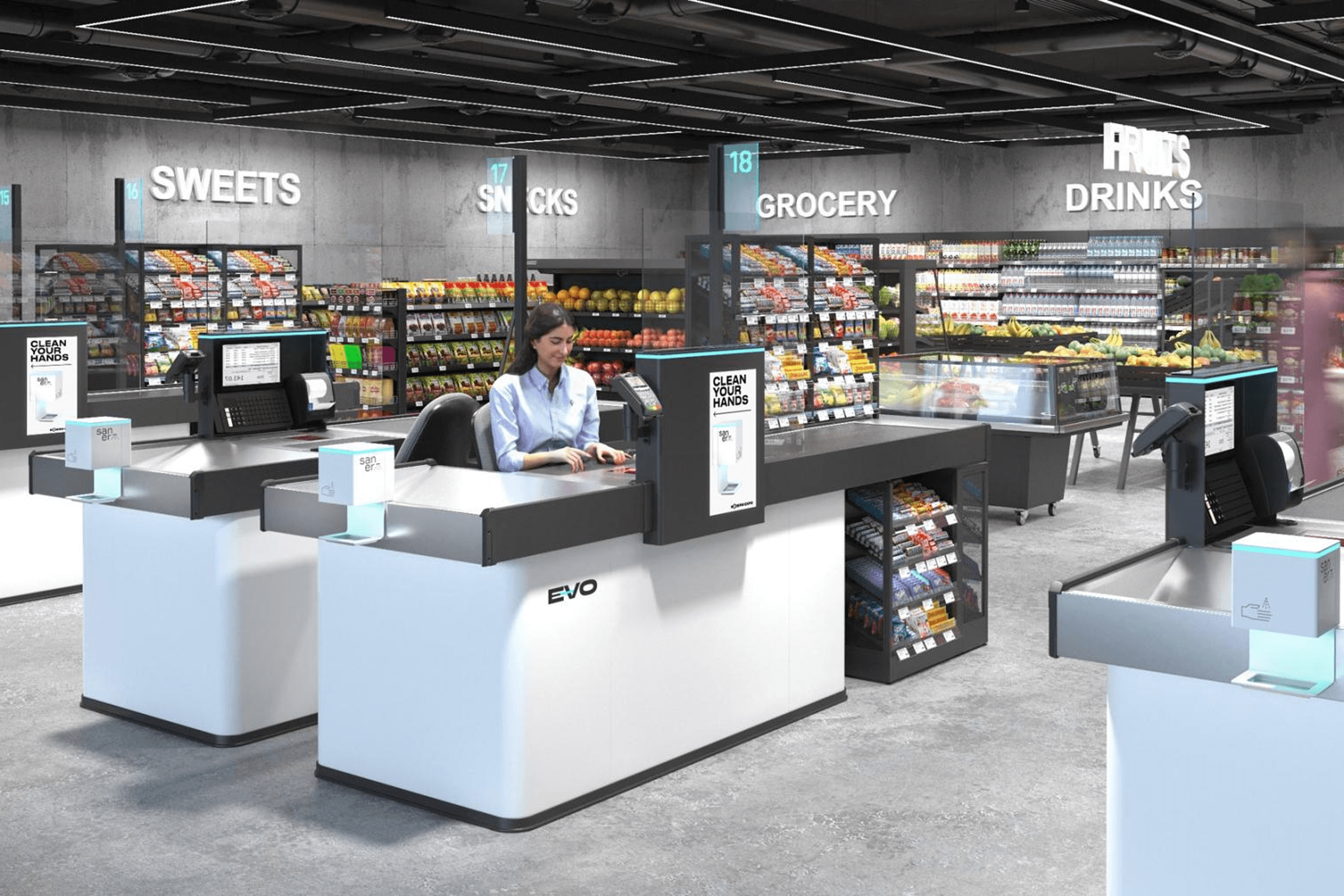 Checkout areas.