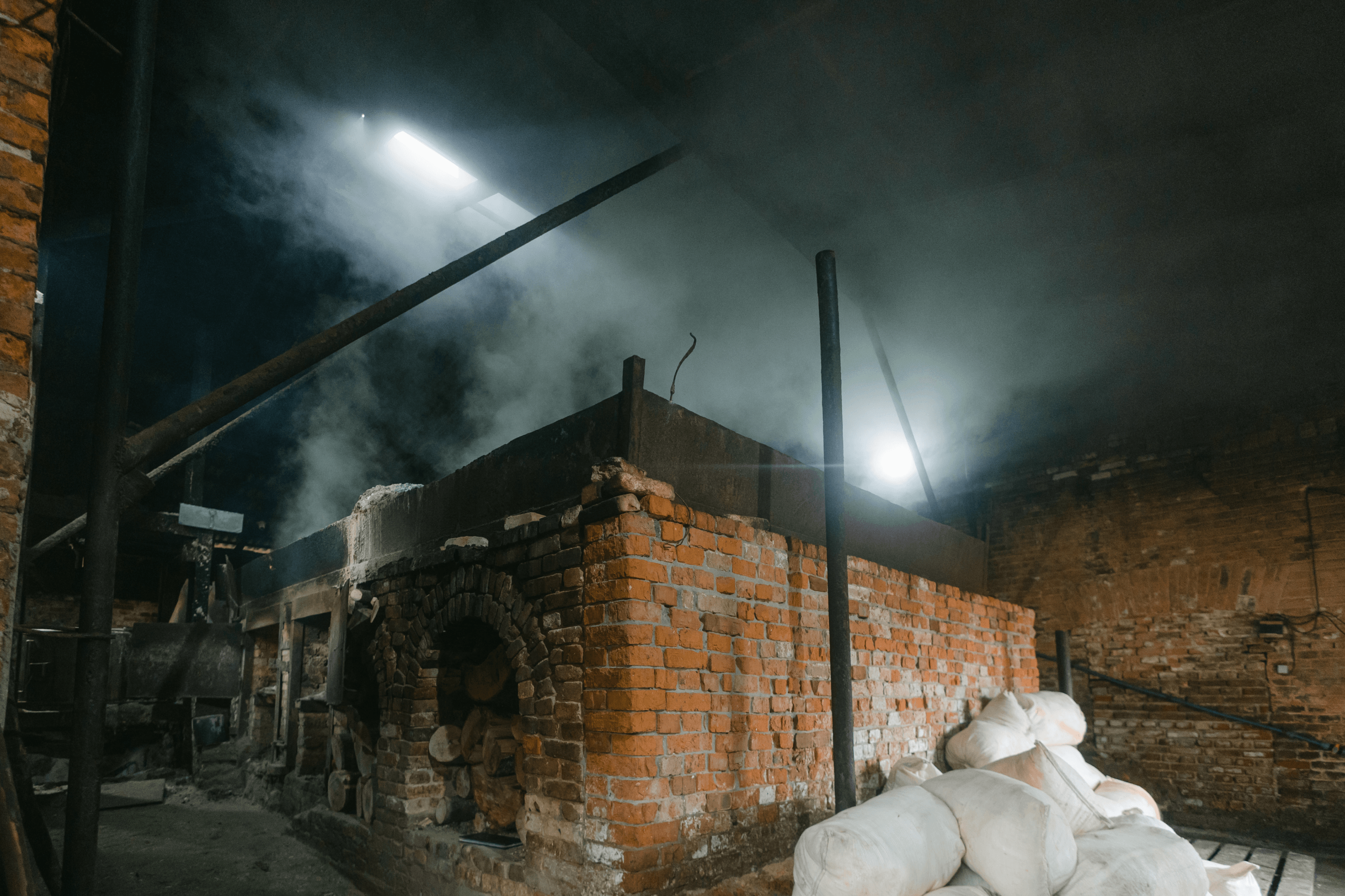 The evaporation pan is used to boil salt from brine.