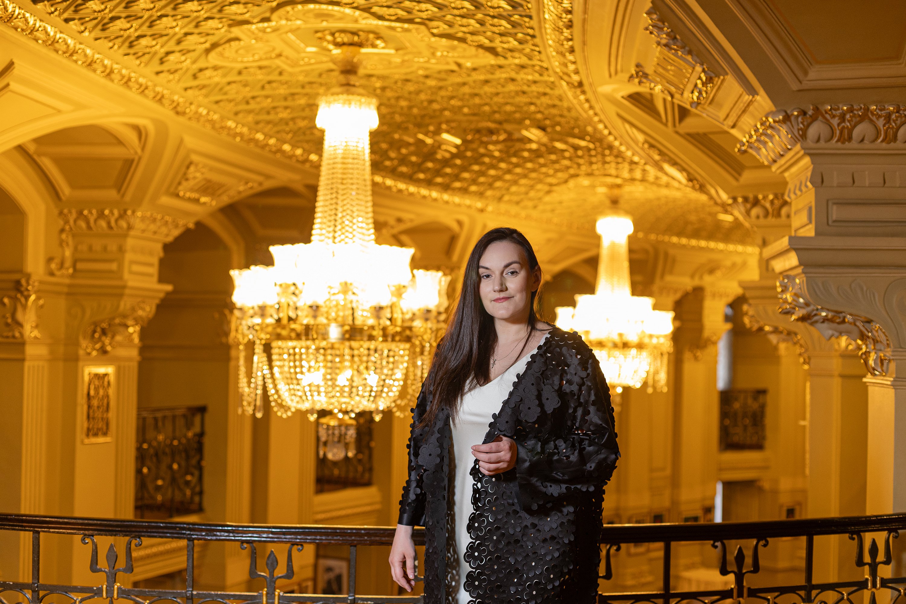 Tetiana Berezhna during the presentation of the “Tysyachovesna” project at the National Opera of Ukraine.
