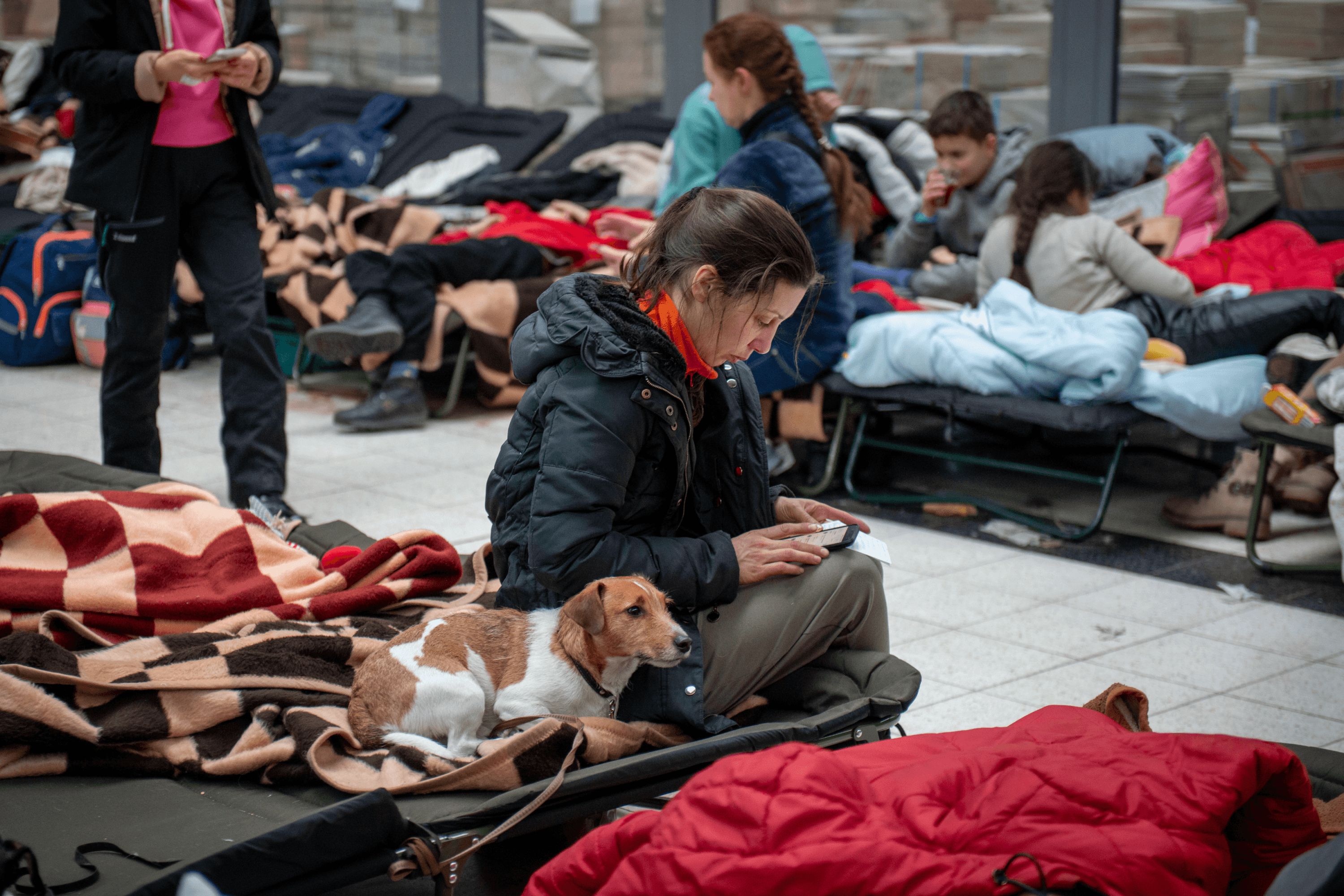 Ukrainian refugees at a reception center near the Polish-Ukrainian border in Korczowa, Poland. March 7, 2022.