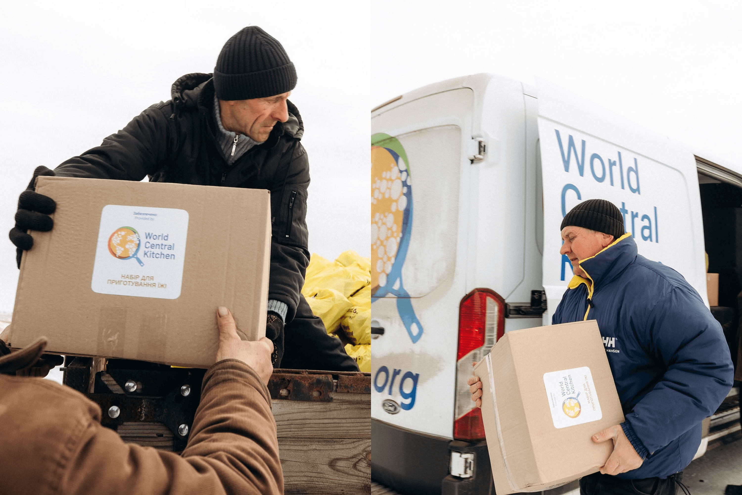 World Central Kitchen distributes cooking kits to Ukrainian families during power outages. The kits include a portable gas stove, gas canisters, and safety equipment.