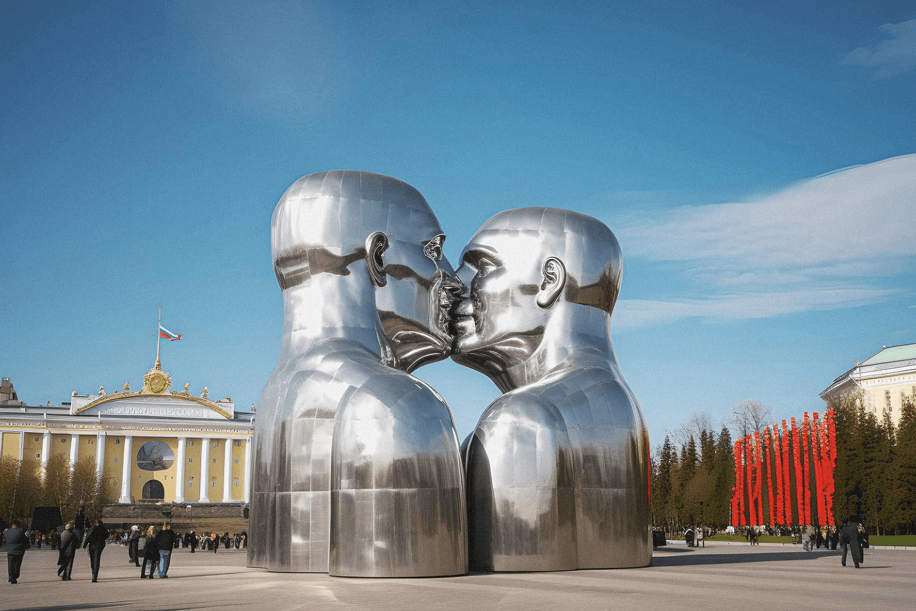 During the full-scale invasion, Bo created the project “Moscow Ziennale” — a series of AI-generated images later refined in a photo editor.