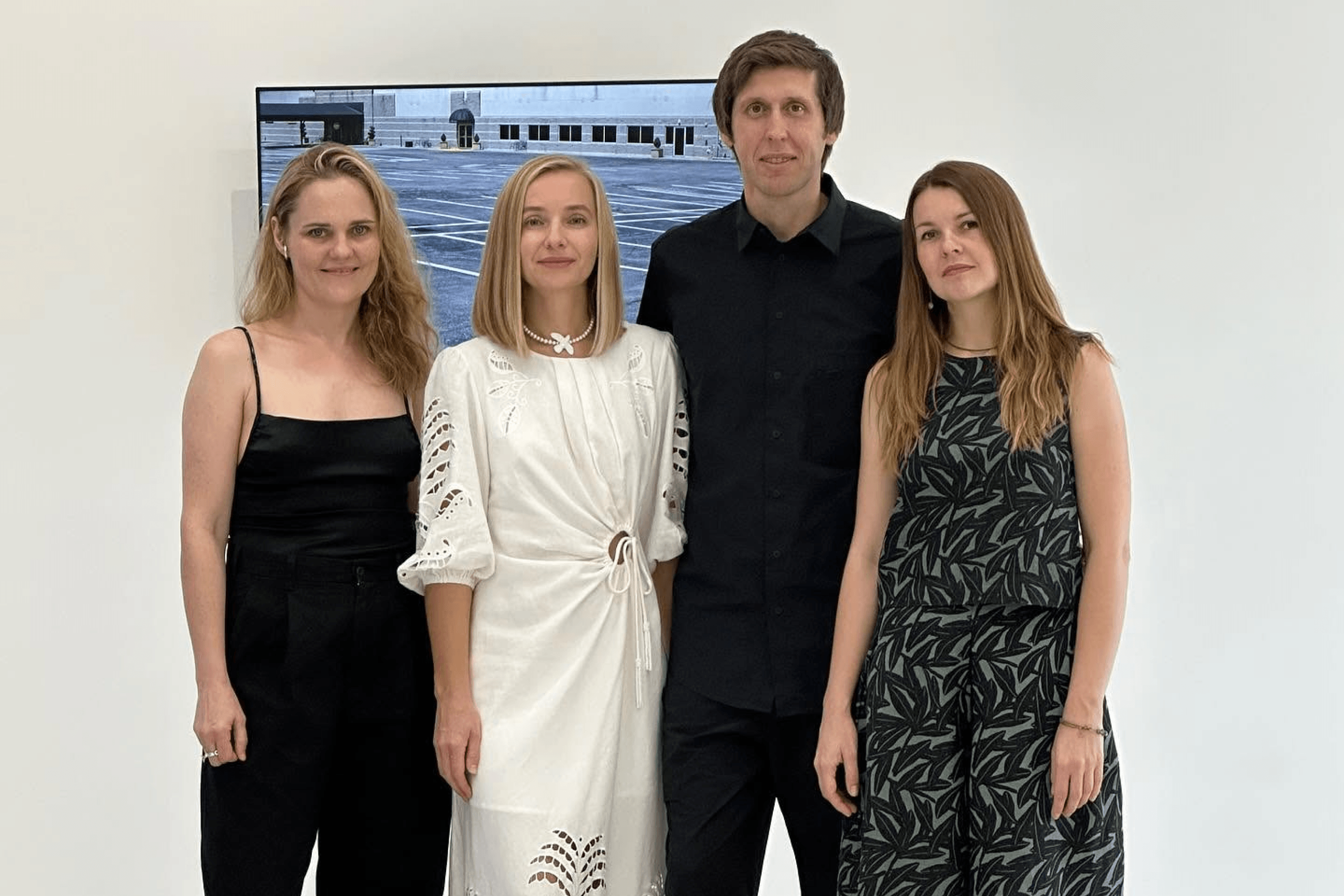 Lesia Khomenko during the No Grey Zones exhibition at Voloshyn Gallery in Miami. 2023.