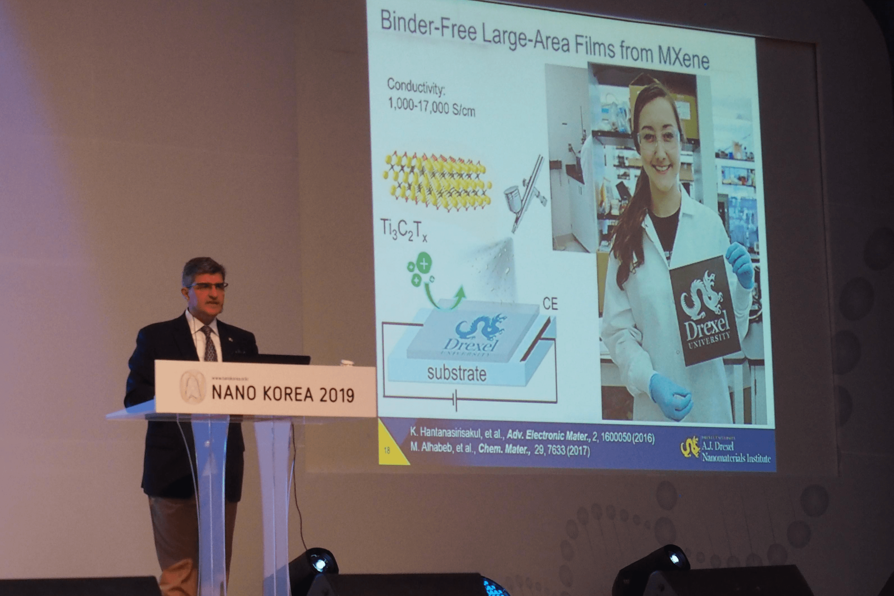 Yury Gogotsi together with students and participants of the Nano Korea 2019 conference. Seoul, South Korea. 2019.