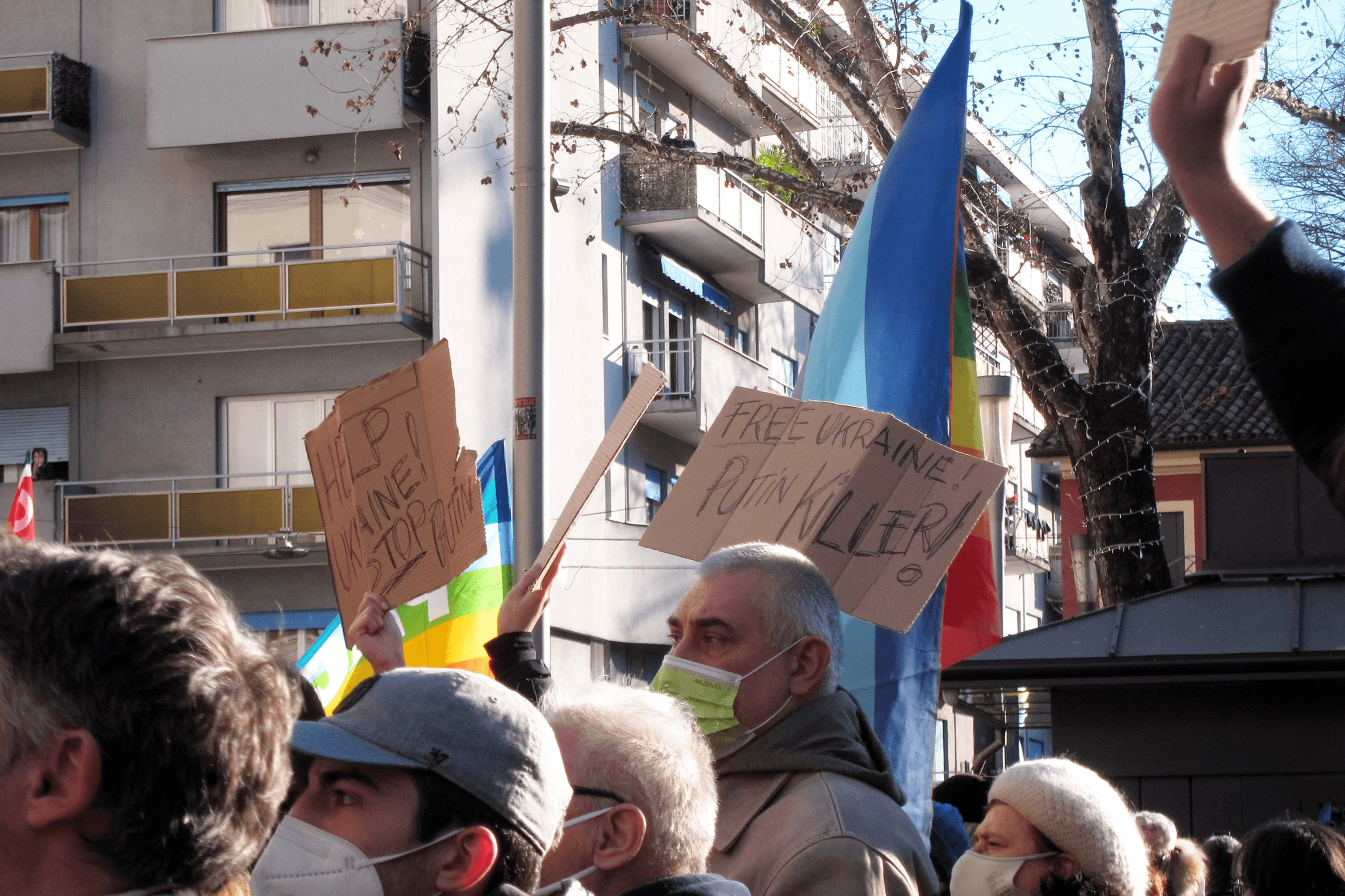 A rally in support of Ukraine in Mestre, Italy, following the start of Russia’s full-scale invasion. February 26, 2022.