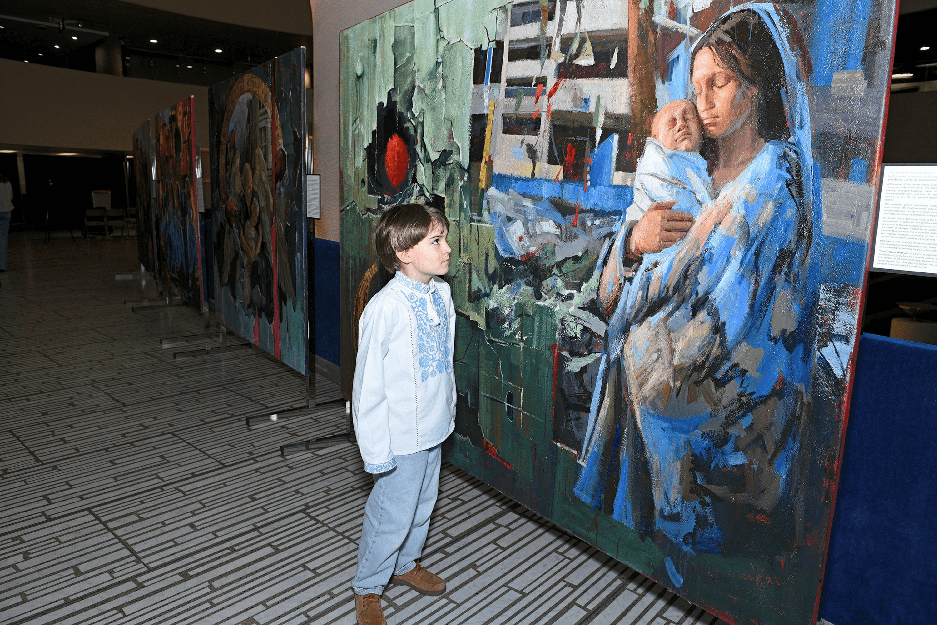 The exhibition “Project 24—Stolen Fate,” dedicated to supporting Ukraine and featuring works by Ukrainian artists. Canada. March 30, 2026.