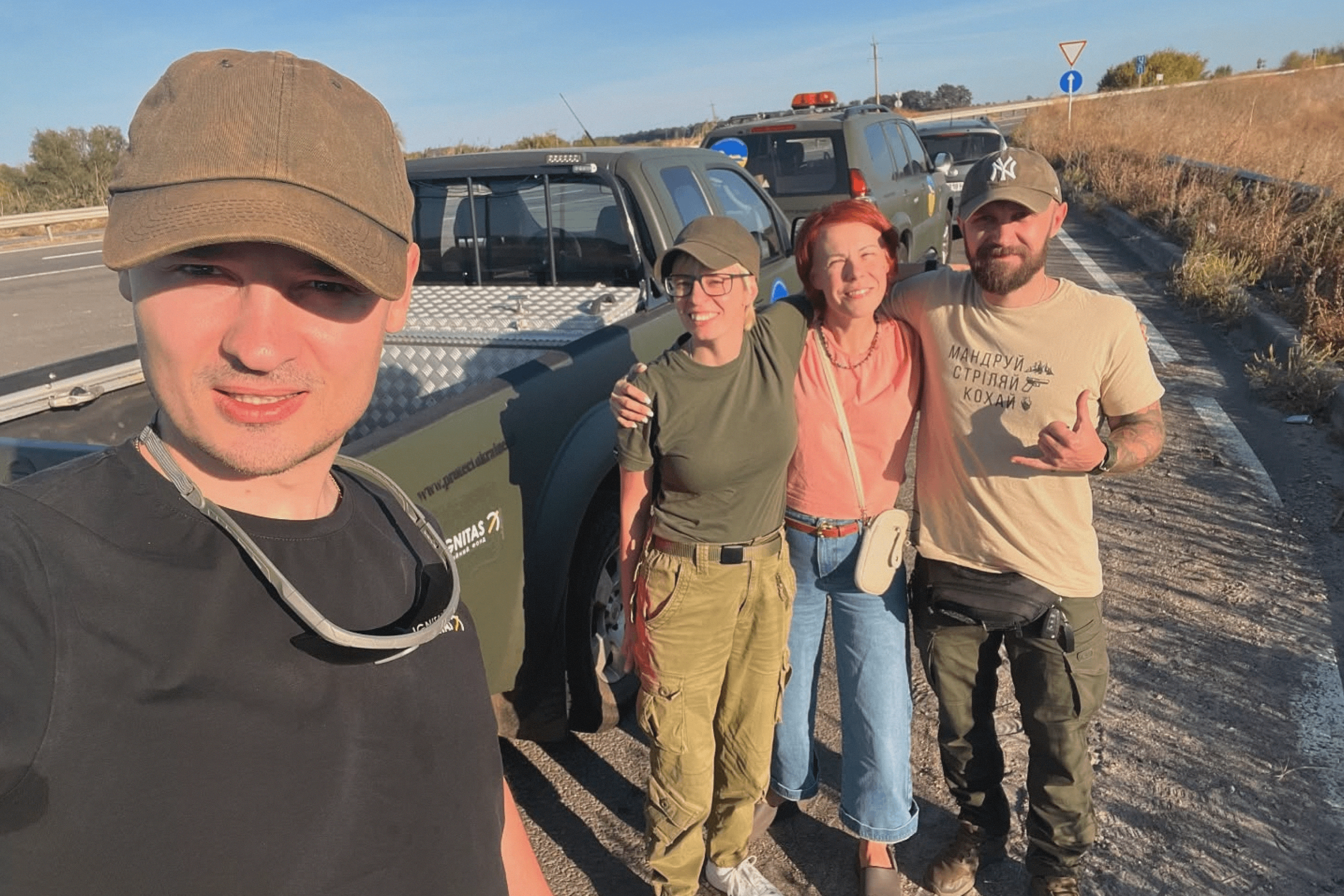 Lyuba Shipovich with the Dignitas Fund team in Donetsk Oblast. September 22, 2024.