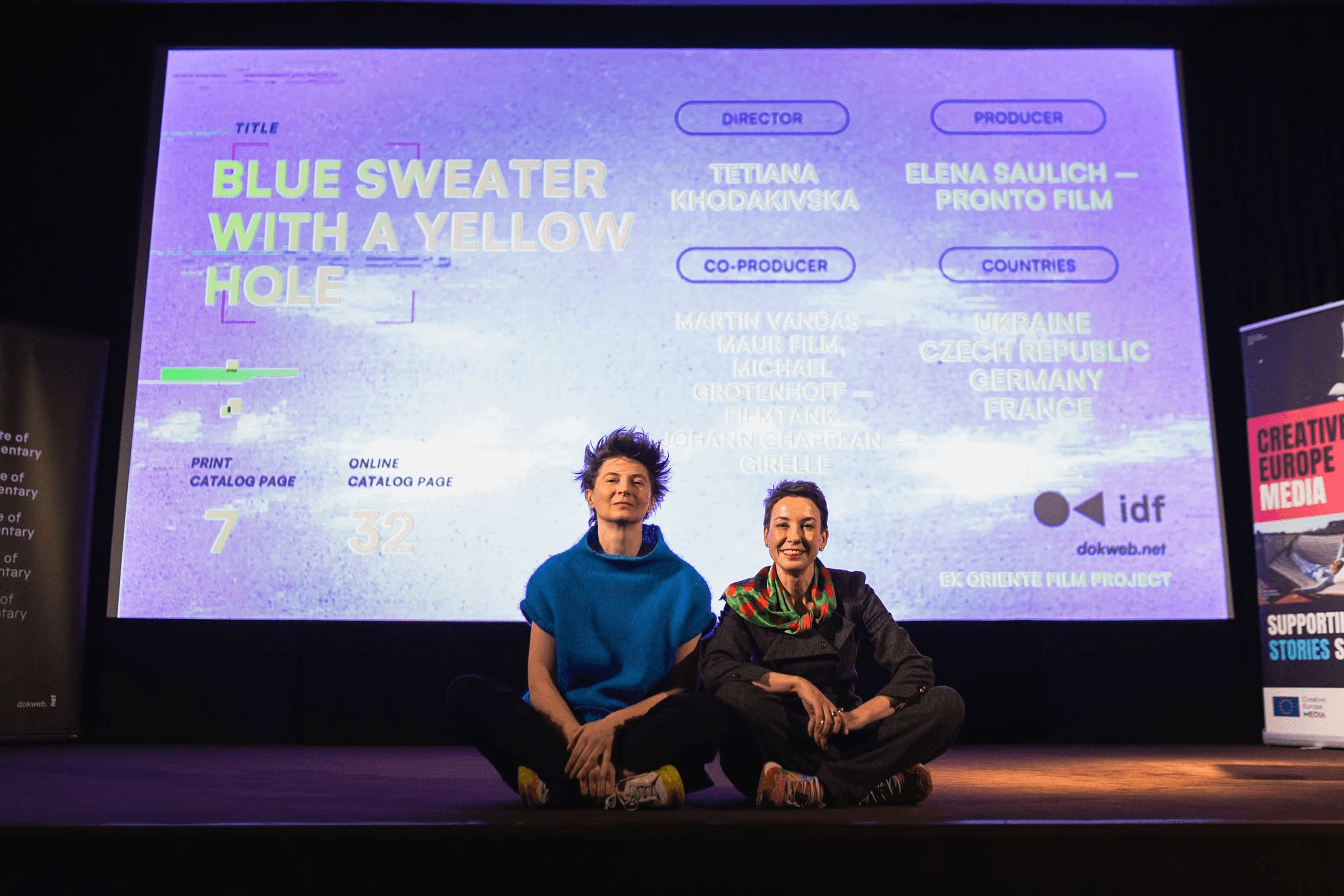 East Doc Platform in Prague, where the documentary project Blue Sweater with a Yellow Hole received two awards: the Czech Television Award and the Sunny Side of the Doc Award. March 2025.