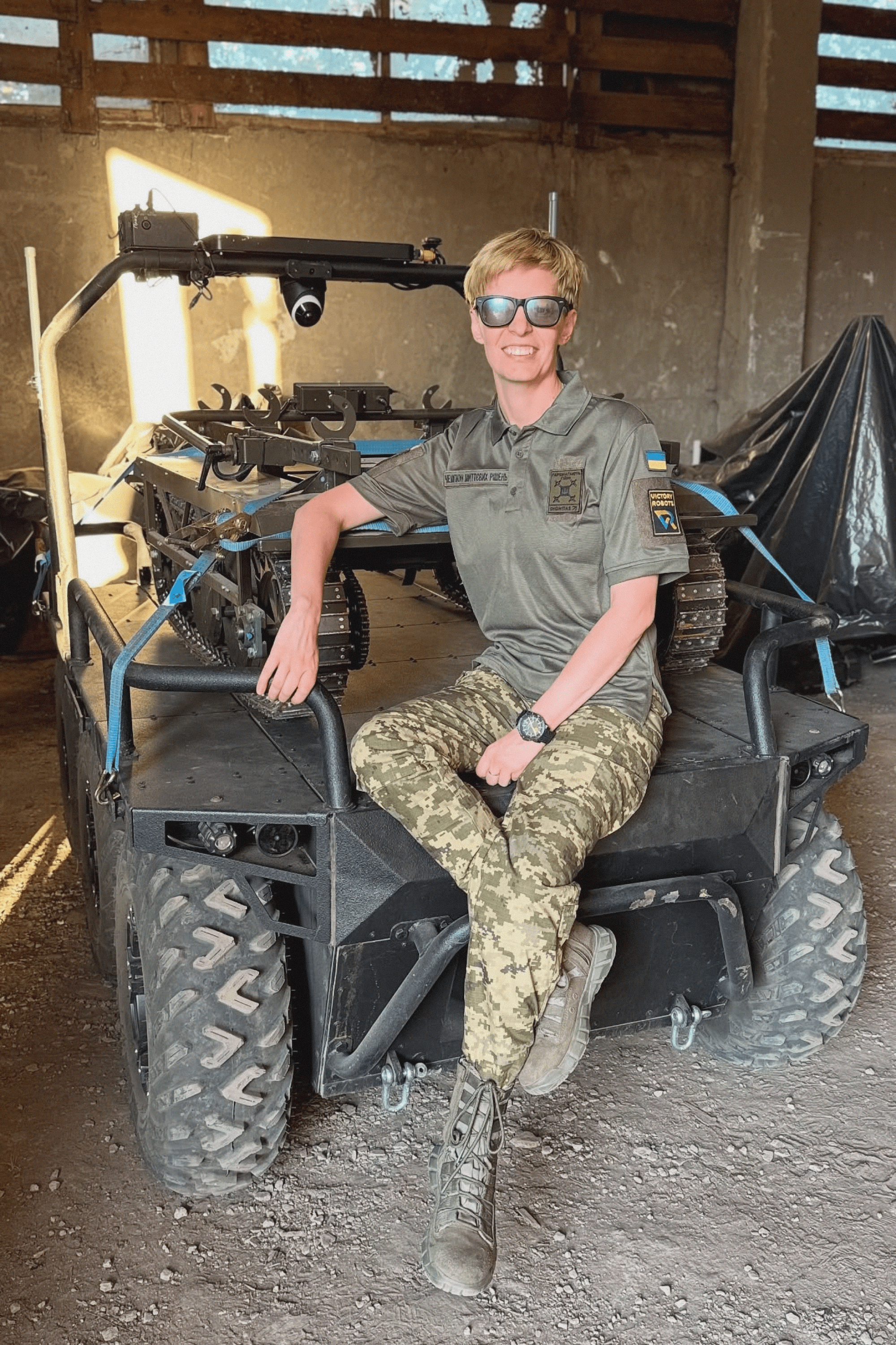 Lyuba Shipovich working with unmanned ground vehicles in the 110th Separate Mechanized Brigade. August 2025.