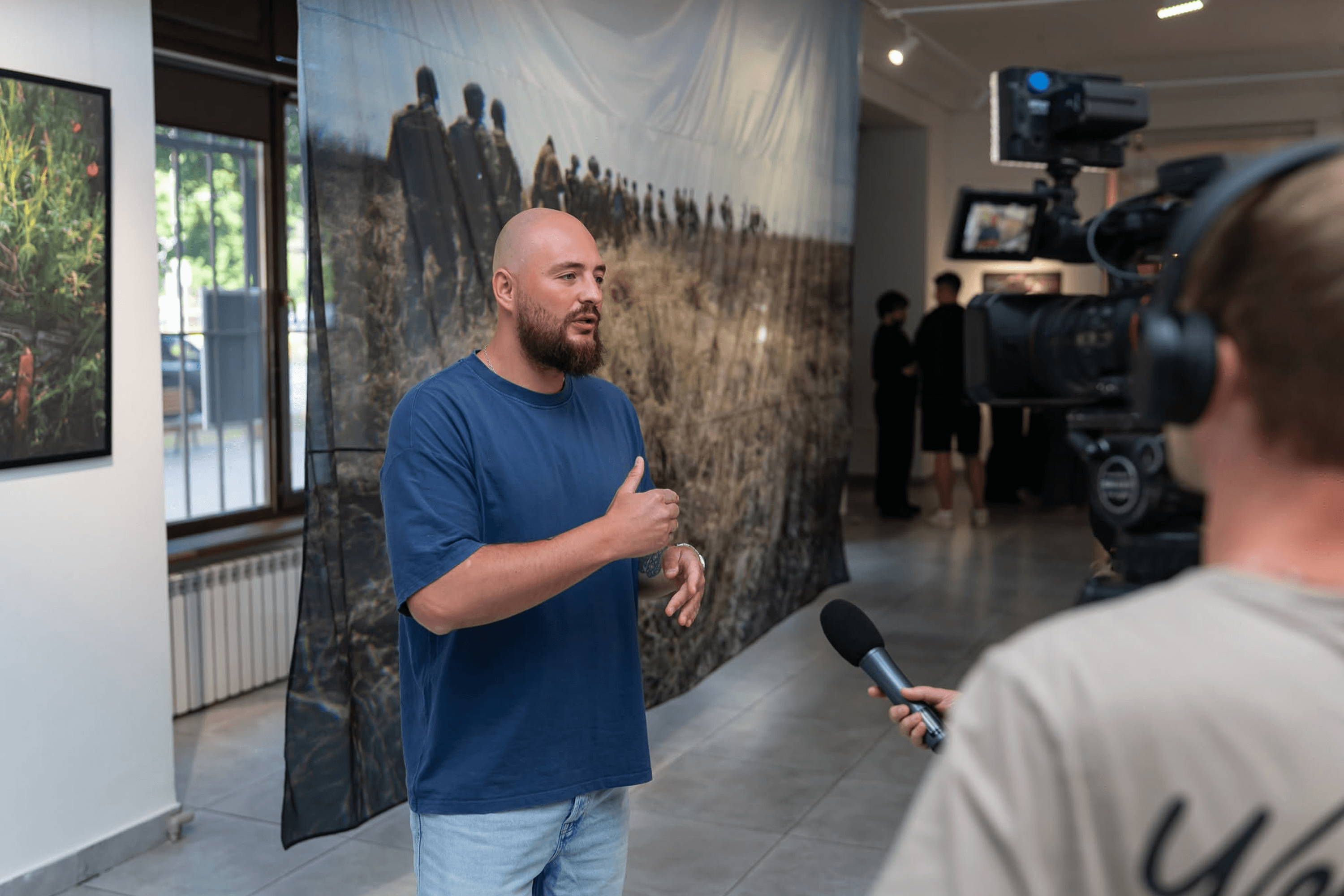 The opening of Serhii Melnychenko’s exhibition “Films from the Frontline: Photographs, Letters, and Artifacts of Ukrainian Soldiers” at the Zaporizhzhia Center for Contemporary Art. July 13, 2026.